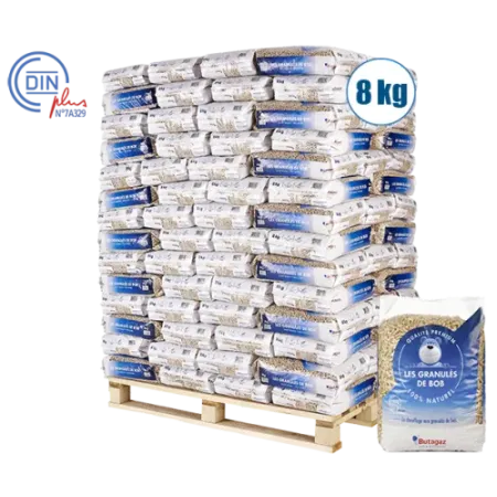 Palette mit BUTAGAZ-Holzpellets 126 Säcke à 8 kg