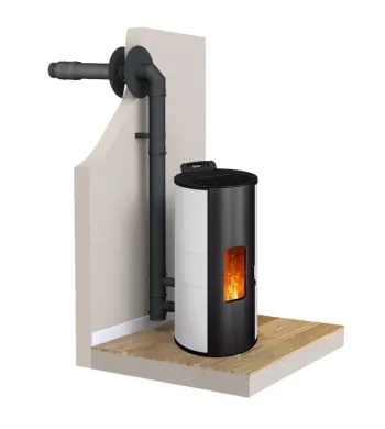 Lorena 9 kW waterdichte pelletkachel + zuignapkit